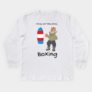 Funny cat boxer Kids Long Sleeve T-Shirt